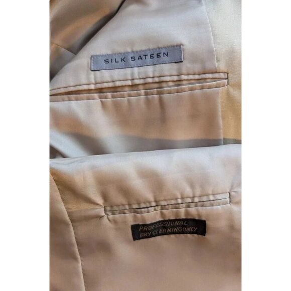 Jones New York 2 Piece Suit Mens 38R 33X26 Tan Wool Silk Blend Trendy Trousers - Picture 7 of 10